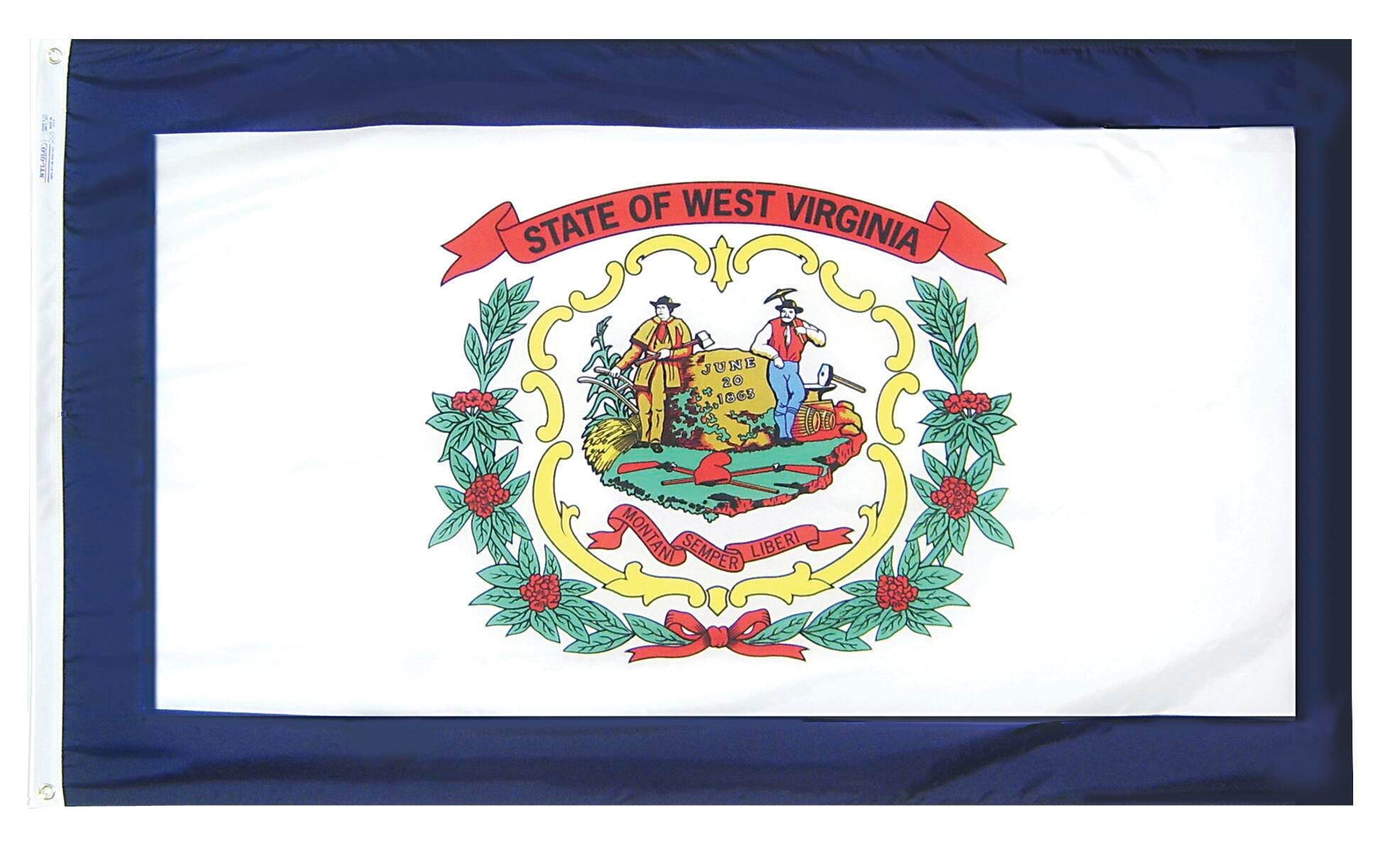 Annin Nylon West Virginia Heavy Weight Outdoor State Flag, 4 X 6 ft, Item Number 017394